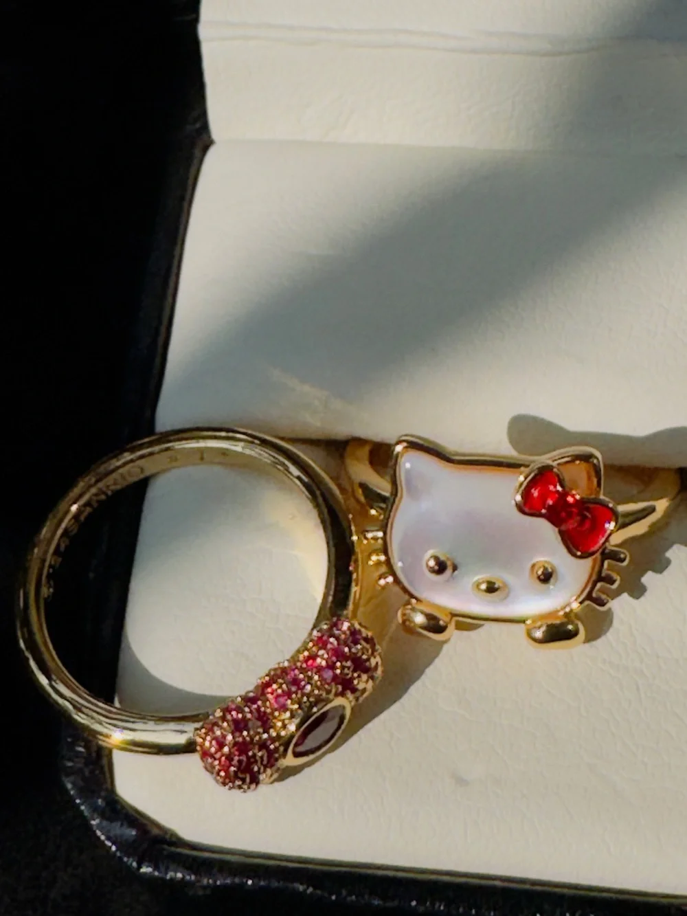 Kids Gold-Tone Ring set with Red and Pink Accents